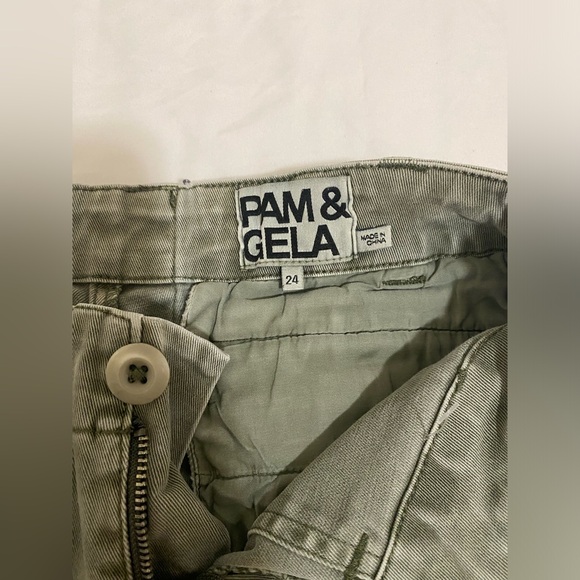 PAM AND GELA Army Green Striped Side Distress Pants Womens Size 24 - Picture 5 of 8